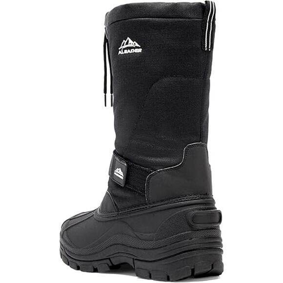Men's Winter Waterproof Insulated Shell Warm Inner Snow Boots, Black- Size 10 - Picture 3 of 6